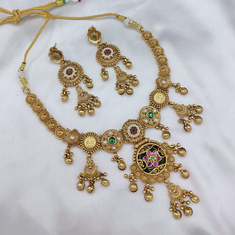 Lucentarts Jewellery Heritage Pota Stone And Pearl Necklace Set