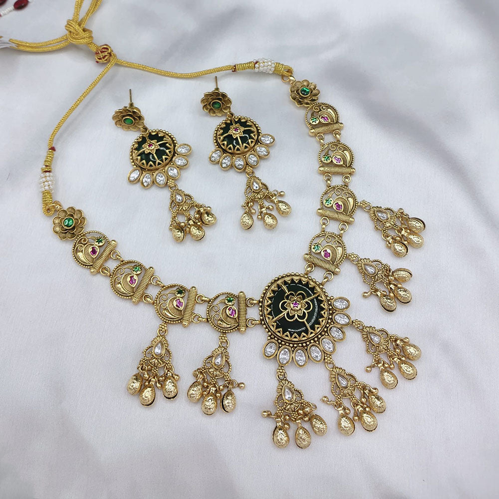 Lucentarts Jewellery Heritage Pota Stone And Pearl Necklace Set