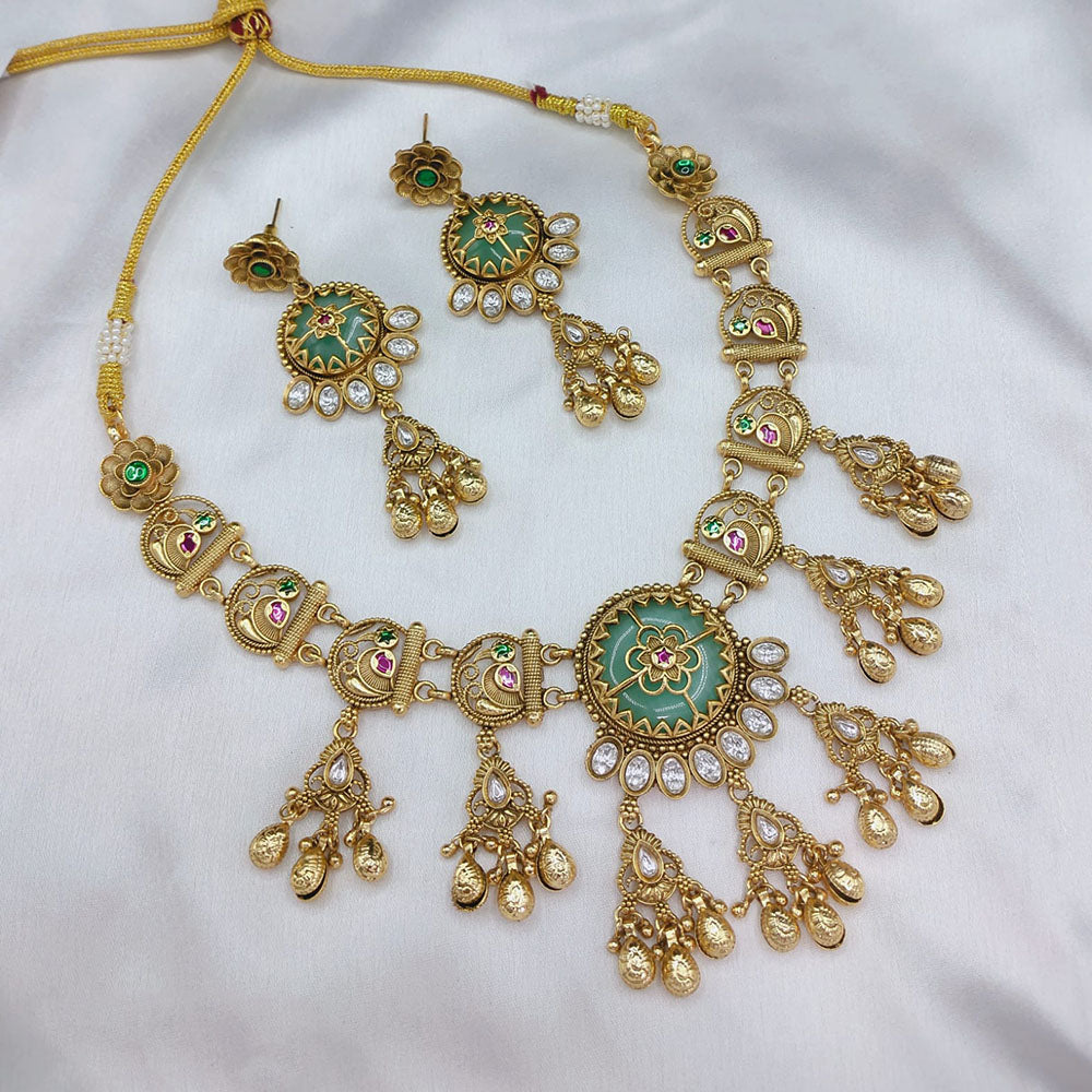 Lucentarts Jewellery Heritage Pota Stone And Pearl Necklace Set