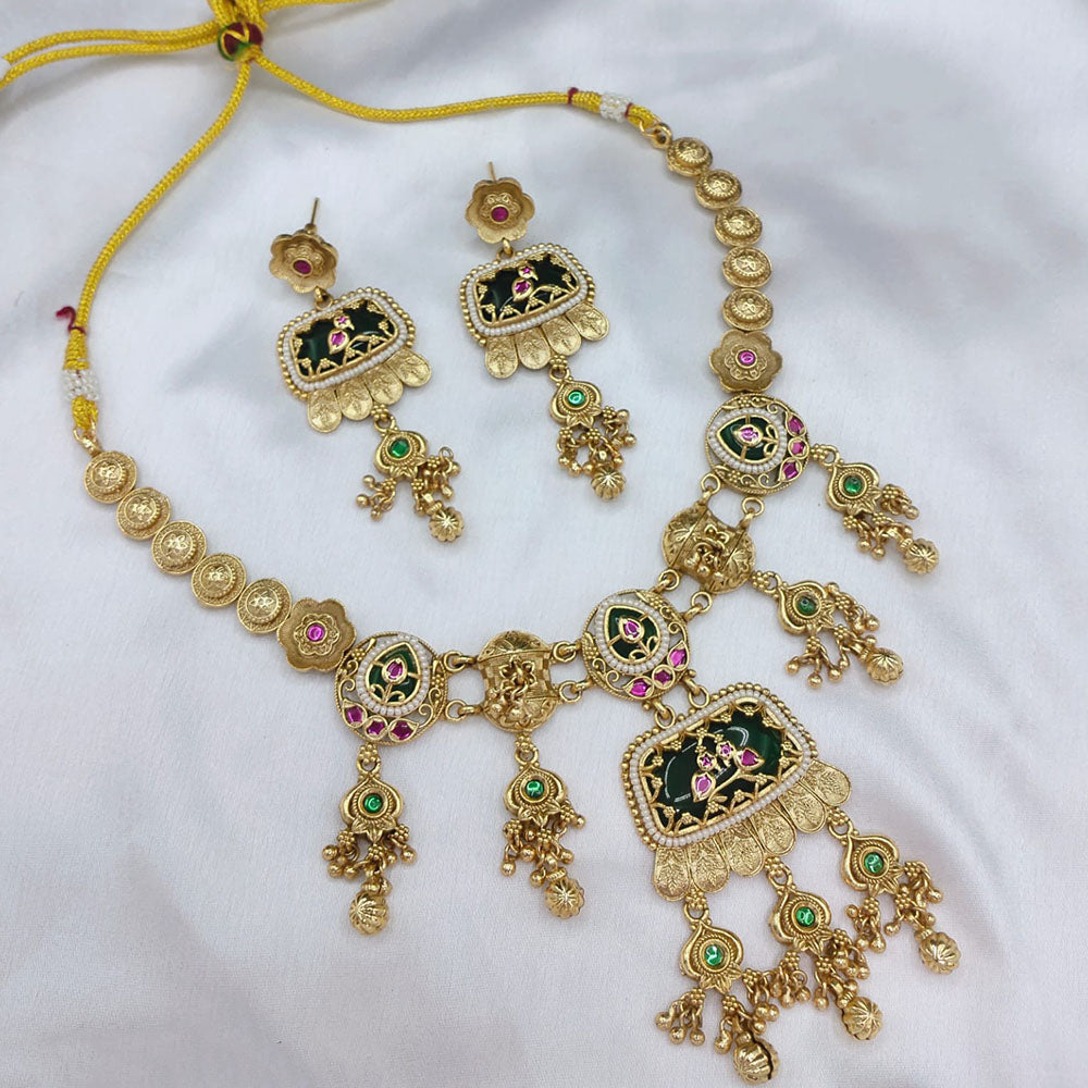 Lucentarts Jewellery Heritage Pota Stone And Pearl Necklace Set