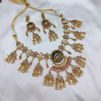 Lucentarts Jewellery Heritage Pota Stone And Pearl Necklace Set