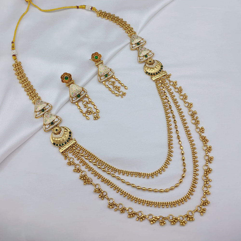 Lucentarts Jewellery Heritage Pota Stone And Pearl Necklace Set