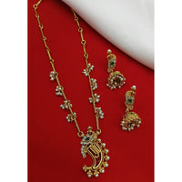 Lucentarts Jewellery Elegant Pota Stone And Pearl Long Necklace Set