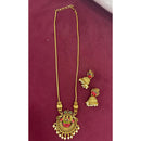 Lucentarts Jewellery Heritage Pota Stone And Pearl Temple Long Necklace Set