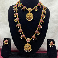 Lucentarts Jewellery Designer Pota Stone And Pearl Double Necklace Set