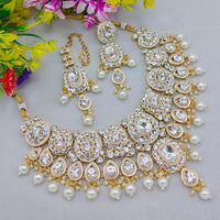 Lucentarts Jewellery Sparkle Austrian Stone Pearl And Beads Designer Choker Necklace Set