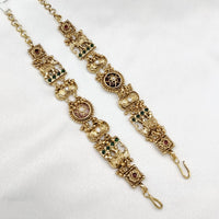 Lucentarts Jewellery Elegant Ethnic Gold Plated Pota Stone And Pearl  Adjustable Bracelet