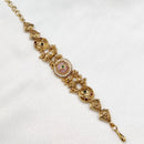 Lucentarts Jewellery Elegant Ethnic Gold Plated Pota Stone And Pearl  Adjustable Bracelet