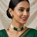 Lucentarts Jewellery Designer Crystal Stone Pearl And Beads Choker Necklace Set