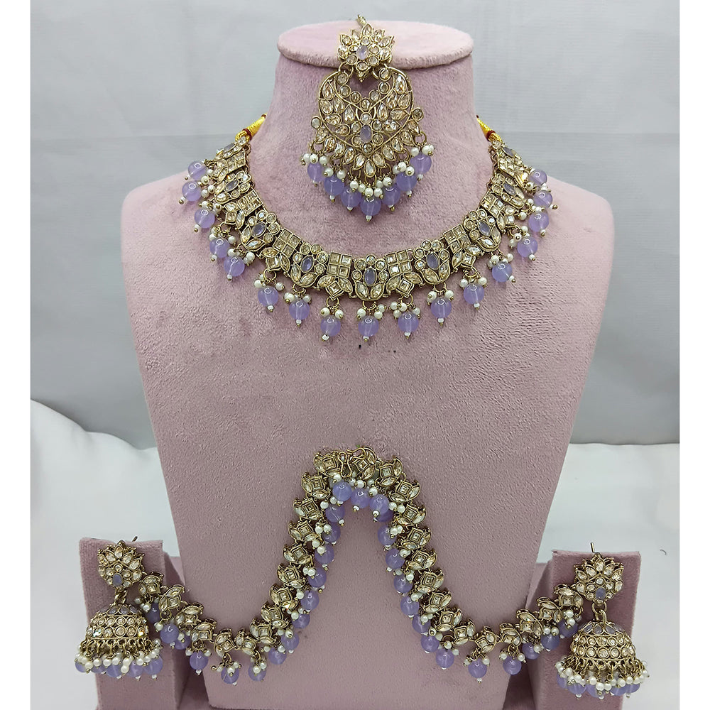 Lucentarts Jewellery Designer Crystal Stone Pearl And Beads Necklace Set