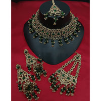 Lucentarts Jewellery Designer Crystal Stone Pearl And Beads Choker Necklace Set