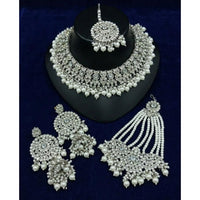 Lucentarts Jewellery Designer Crystal Stone Pearl And Beads Choker Necklace Set