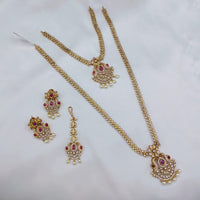 Lucentarts Jewellery Designer Pota Stone And Pearl Double Necklace Set