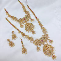 Lucentarts Jewellery Designer Pota Stone And Pearl Double Necklace Set