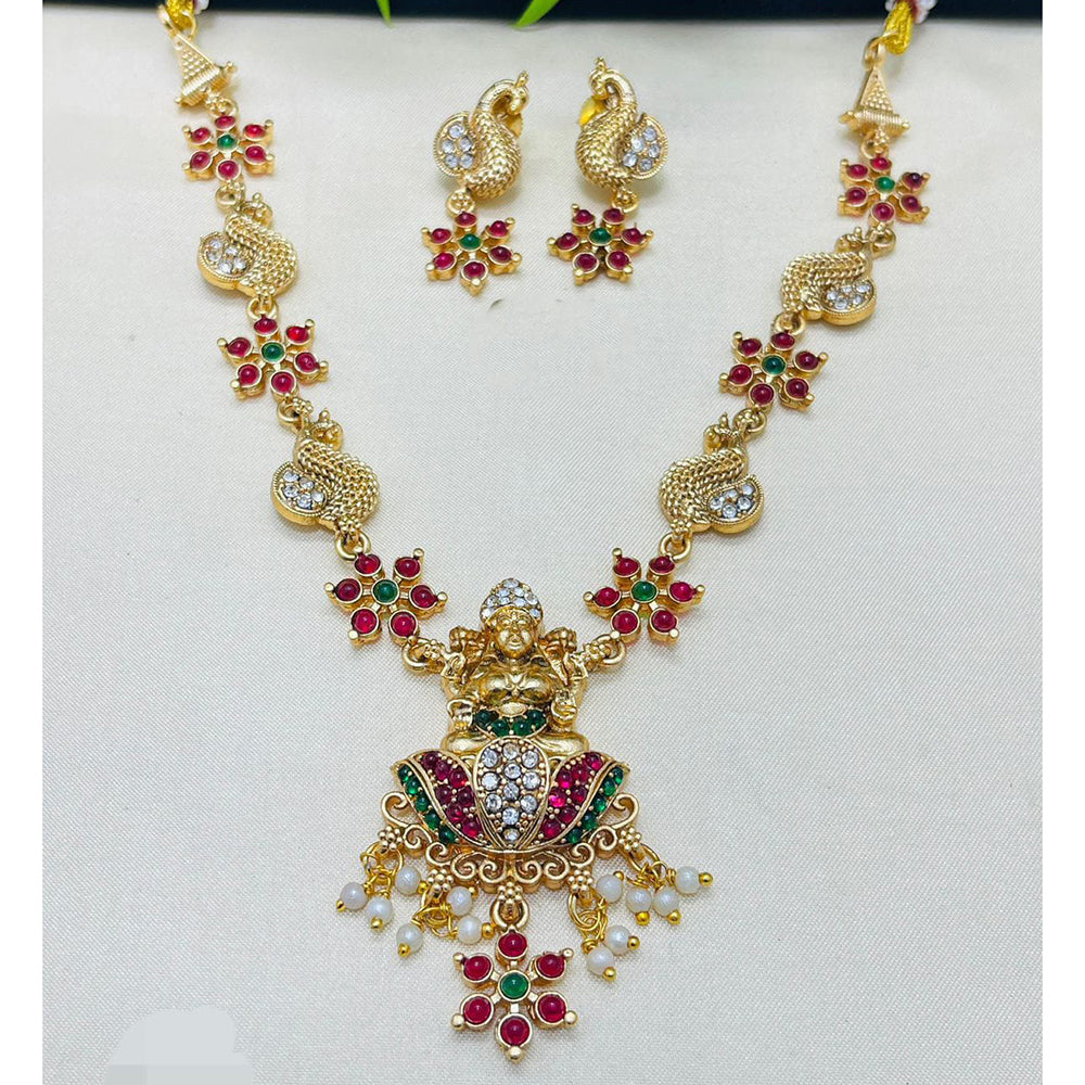 Lucentarts Jewellery Heritage Pota Stone And Pearl Temple Necklace Set
