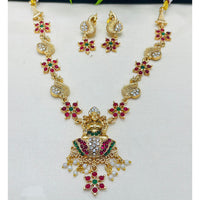 Lucentarts Jewellery Heritage Pota Stone And Pearl Temple Necklace Set