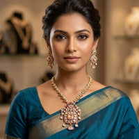 Lucentarts Jewellery Royal Look American Diamond Necklace Set
