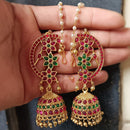 Lucentarts Gold Plated Pota Stone And Pearl Traditional Jhumki Earrings
