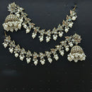 Lucentarts Gold Plated Pota Stone And Pearl Traditional Jhumki Earrings
