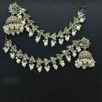 Lucentarts Gold Plated Pota Stone And Pearl Traditional Jhumki Earrings