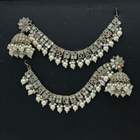 Lucentarts Jewellery Pearl Kan Chain Jhumki Earrings