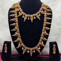 Lucentarts Jewellery Designer Pota Stone And Pearl Double Necklace Set