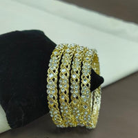 Lucentarts Jewellery Gold Plated Crystal Stone Bangles Set