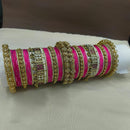 Lucentarts Jewellery Gold Plated Crystal Stone Pearl Bangles Set