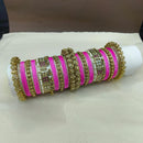 Lucentarts Jewellery Gold Plated Crystal Stone Pearl Bangles Set
