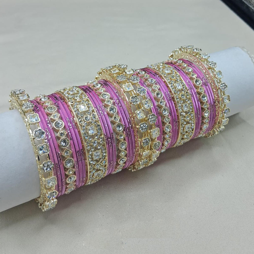 Lucentarts Jewellery Sparkling Austrian Stone Fancy Bangles Set for Wedding & Festive Wear