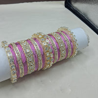 Lucentarts Jewellery Sparkling Austrian Stone Fancy Bangles Set for Wedding & Festive Wear