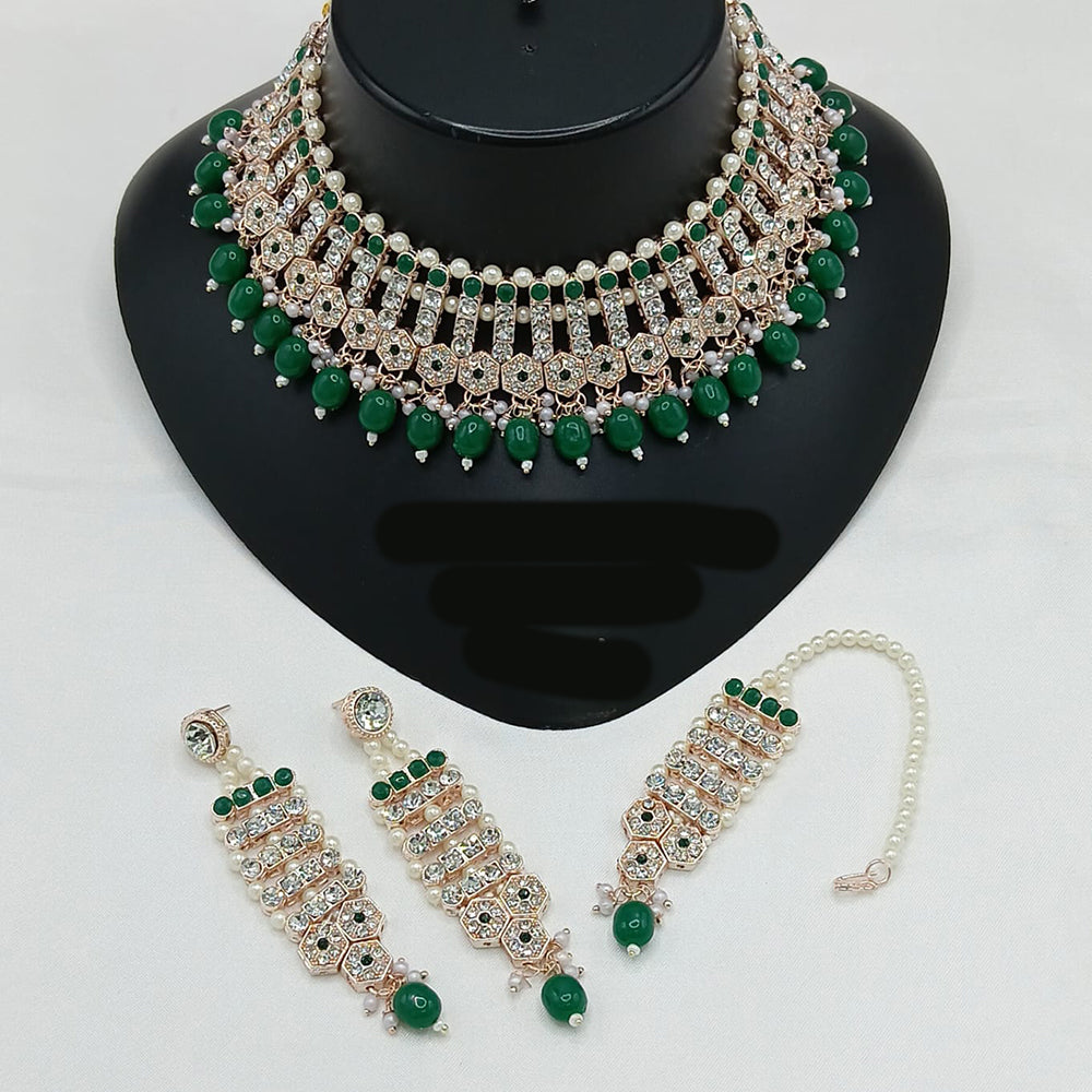 Lucentarts Jewellery Sparkle Austrian Stone Pearl And Beads Designer Choker Necklace Set