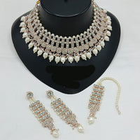 Lucentarts Jewellery Sparkle Austrian Stone Pearl And Beads Designer Choker Necklace Set