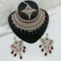 Lucentarts Jewellery Sparkle Austrian Stone Pearl And Beads Designer Choker Necklace Set