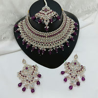 Lucentarts Jewellery Sparkle Austrian Stone Pearl And Beads Designer Choker Necklace Set