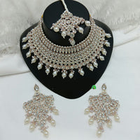 Lucentarts Jewellery Sparkle Austrian Stone Pearl And Beads Designer Choker Necklace Set