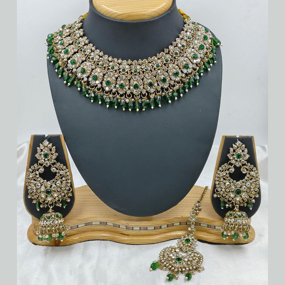 Lucentarts Jewellery Sparkle Austrian Stone Pearl And Beads Designer Choker Necklace Set