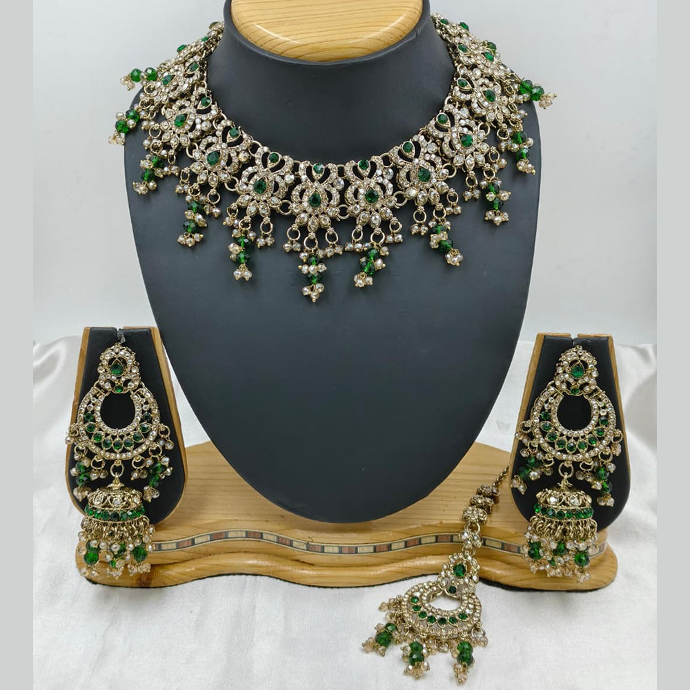 Lucentarts Jewellery Sparkle Austrian Stone Pearl And Beads Designer Choker Necklace Set