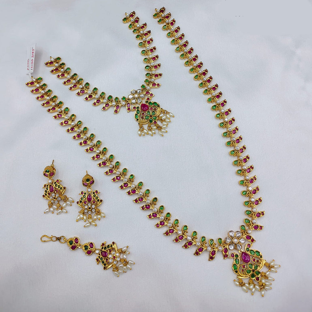 Lucentarts Jewellery Designer Pota Stone And Pearl Double Necklace Set
