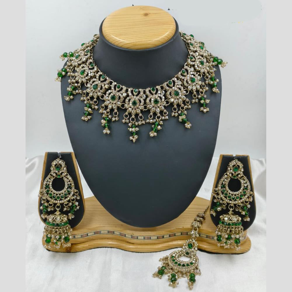 Lucentarts Jewellery Designer Austrian Stone And Pearl Neckace Set