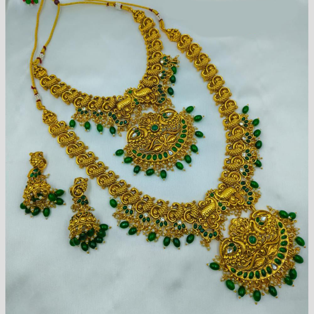 Lucentarts Jewellery Designer Pota Stone And Pearl Double Necklace Set