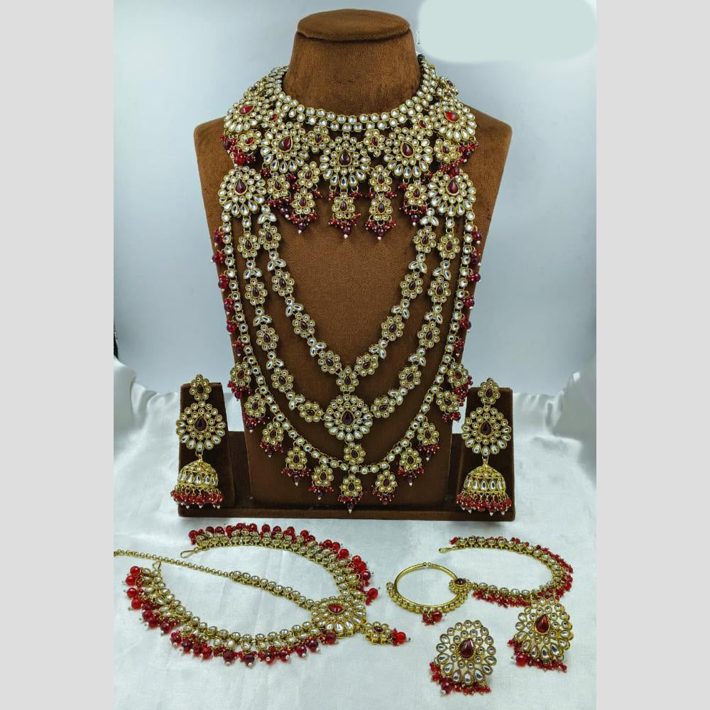 Lucentarts Jewellery Opulent Kundan Stone Pearl And Beads Bridal Jewellery Set