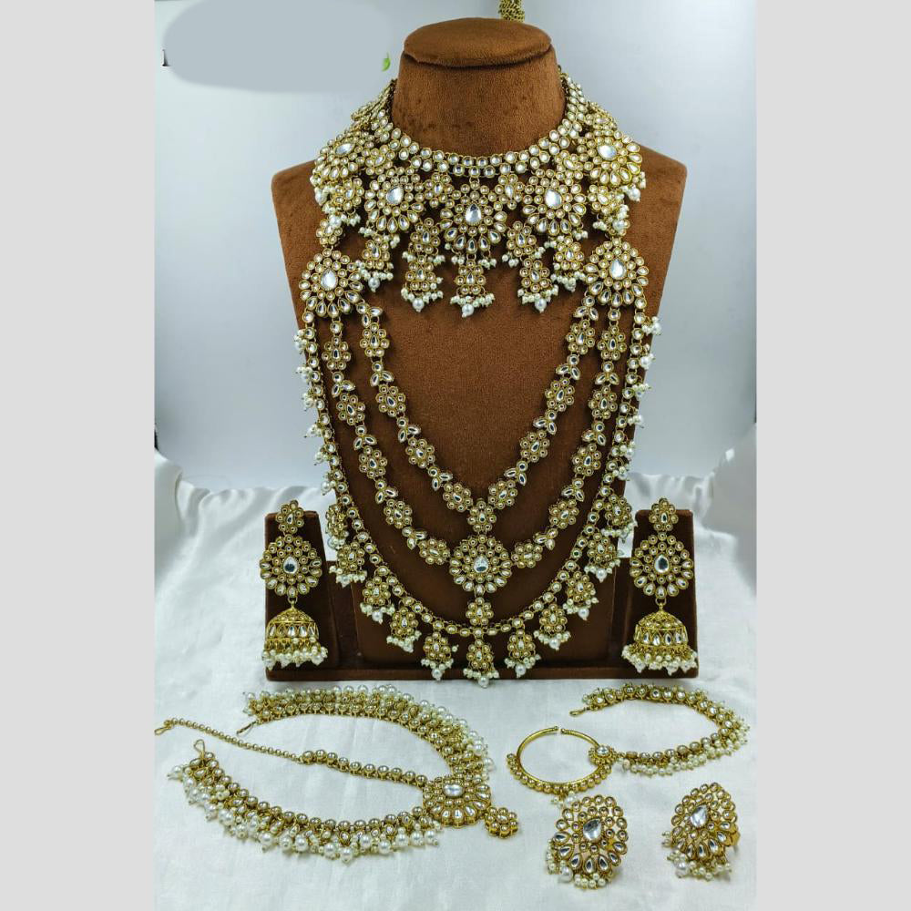 Lucentarts Jewellery Opulent Kundan Stone Pearl And Beads Bridal Jewellery Set