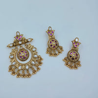 Lucentarts Jewellery Royal Pota Stone And Pearl Pendant Set