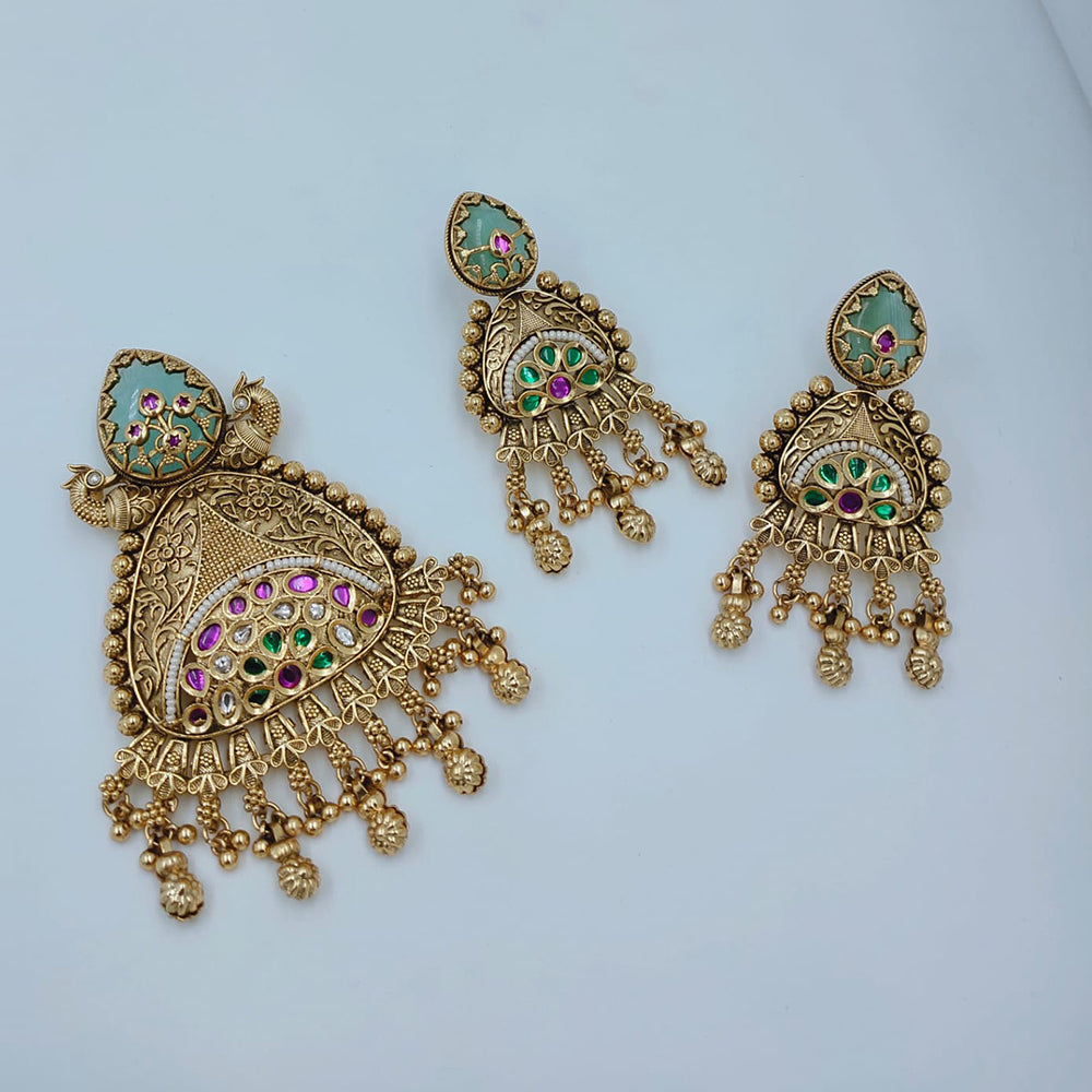 Lucentarts Jewellery Royal Pota Stone And Pearl Pendant Set
