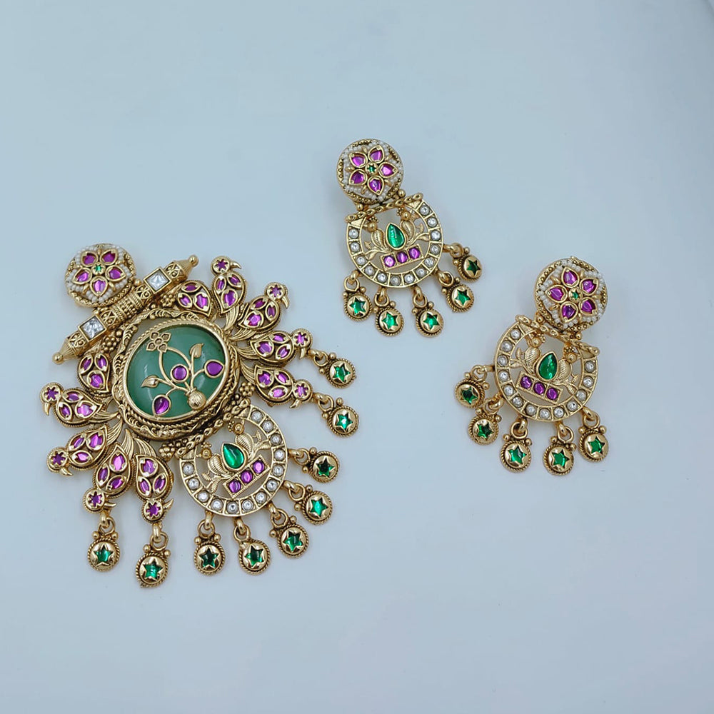 Lucentarts Jewellery Royal Pota Stone And Pearl Pendant Set