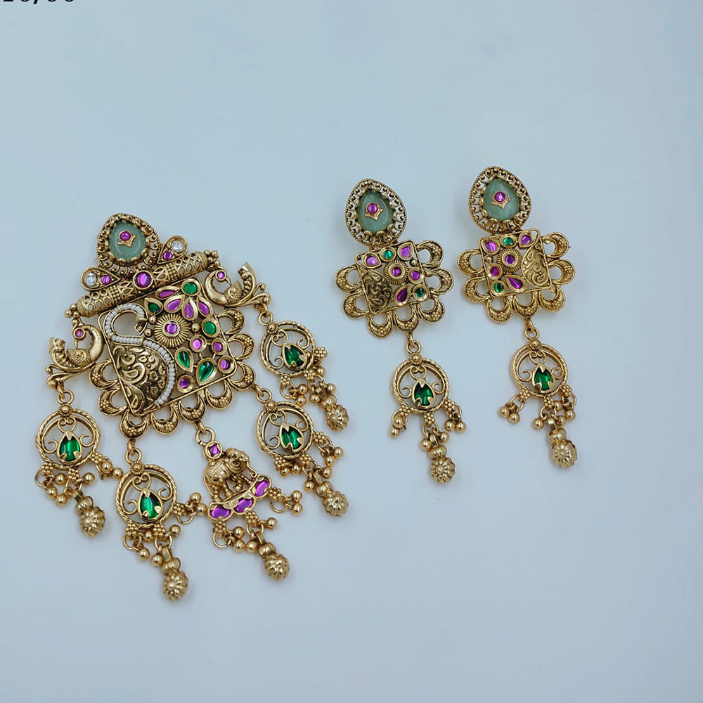 Lucentarts Jewellery Royal Pota Stone And Pearl Pendant Set