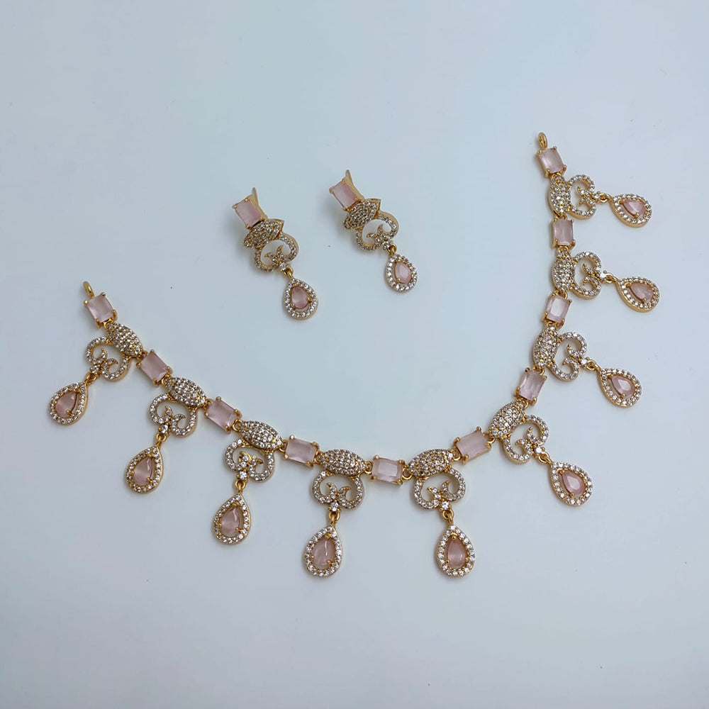 Lucentarts Jewellery Royal Look American Diamond Necklace Set