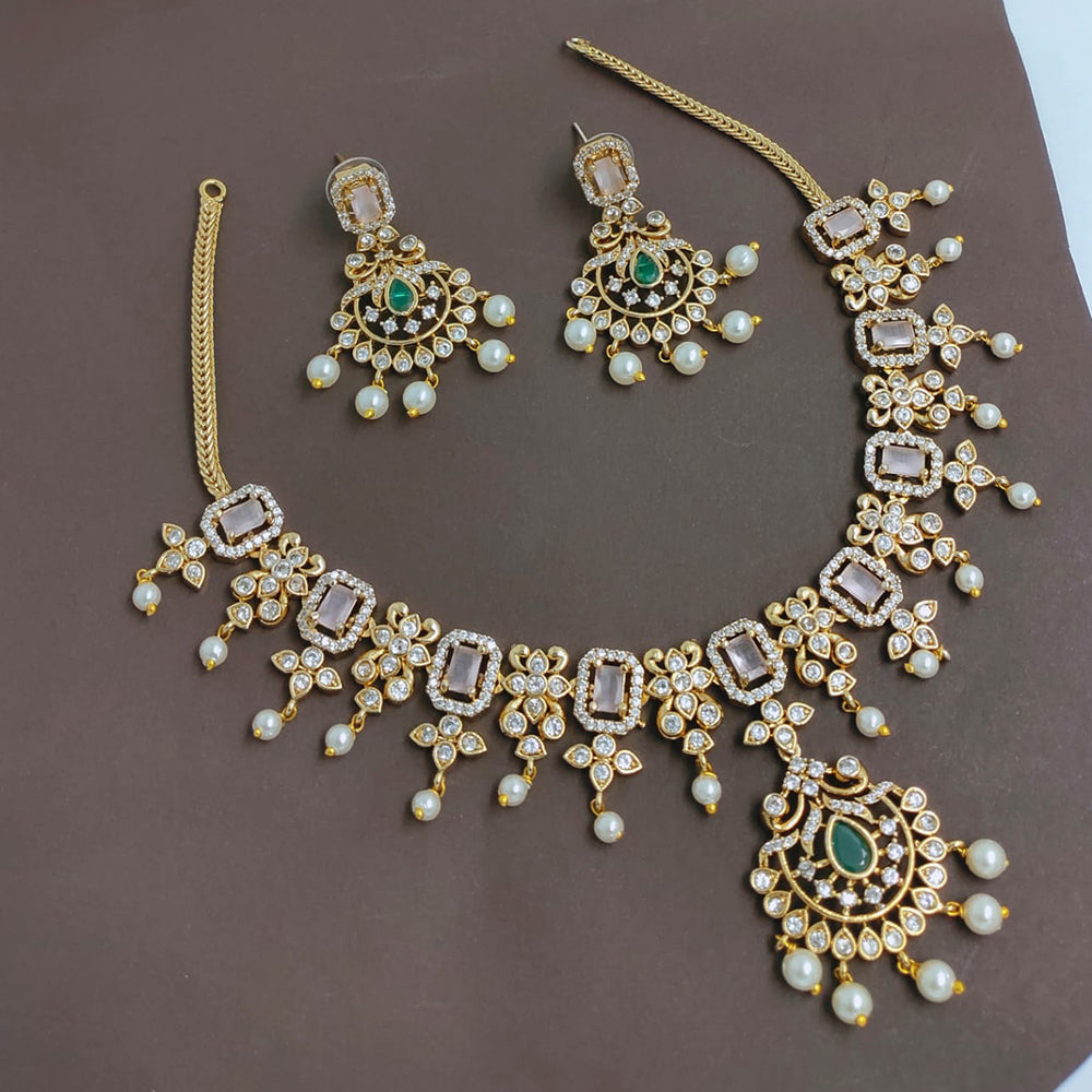 Lucentarts Jewellery Gorgeous Crystal Stone And Austrian Stone Pearl Necklace Set