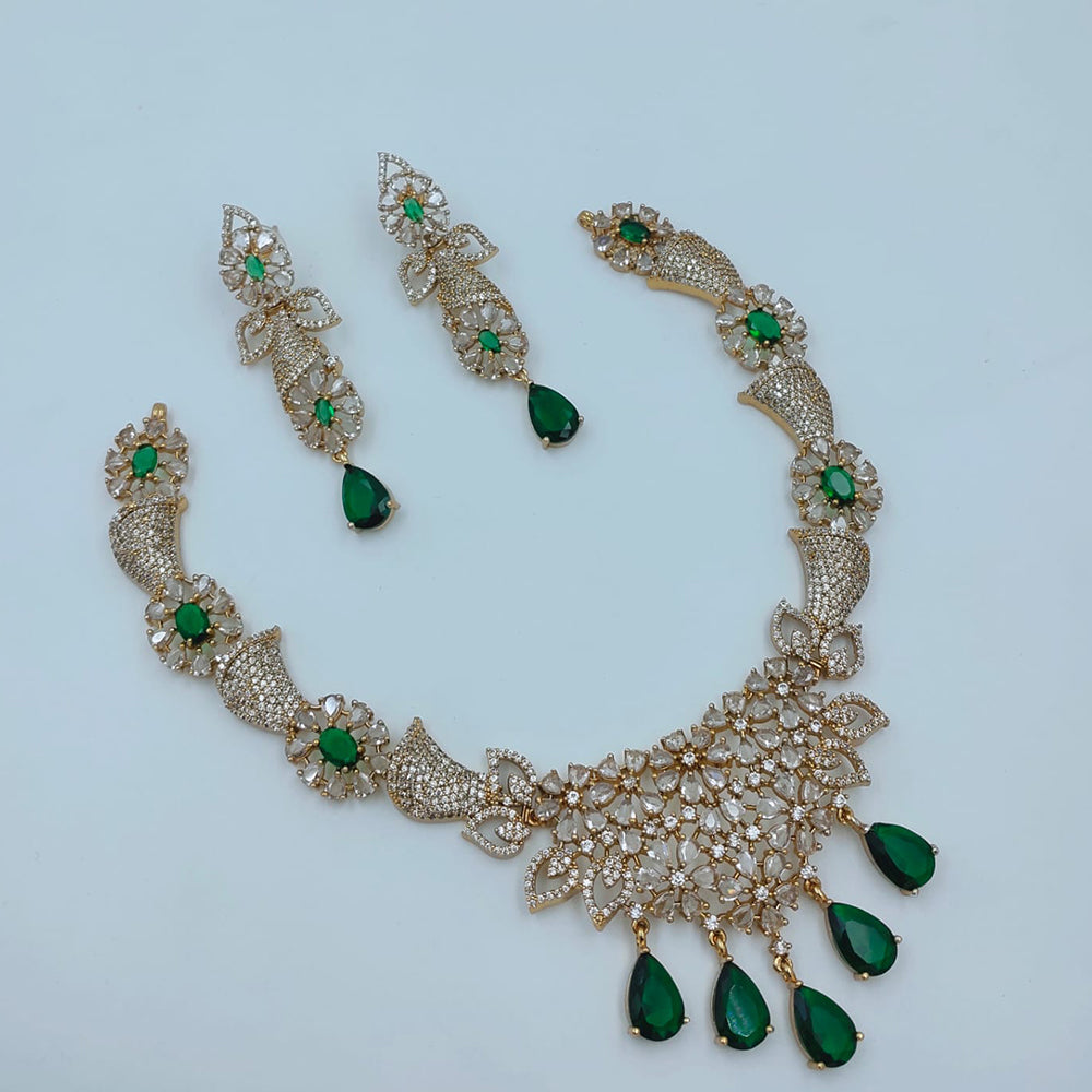 Lucentarts Jewellery Royal Look American Diamond Designer Necklace Set